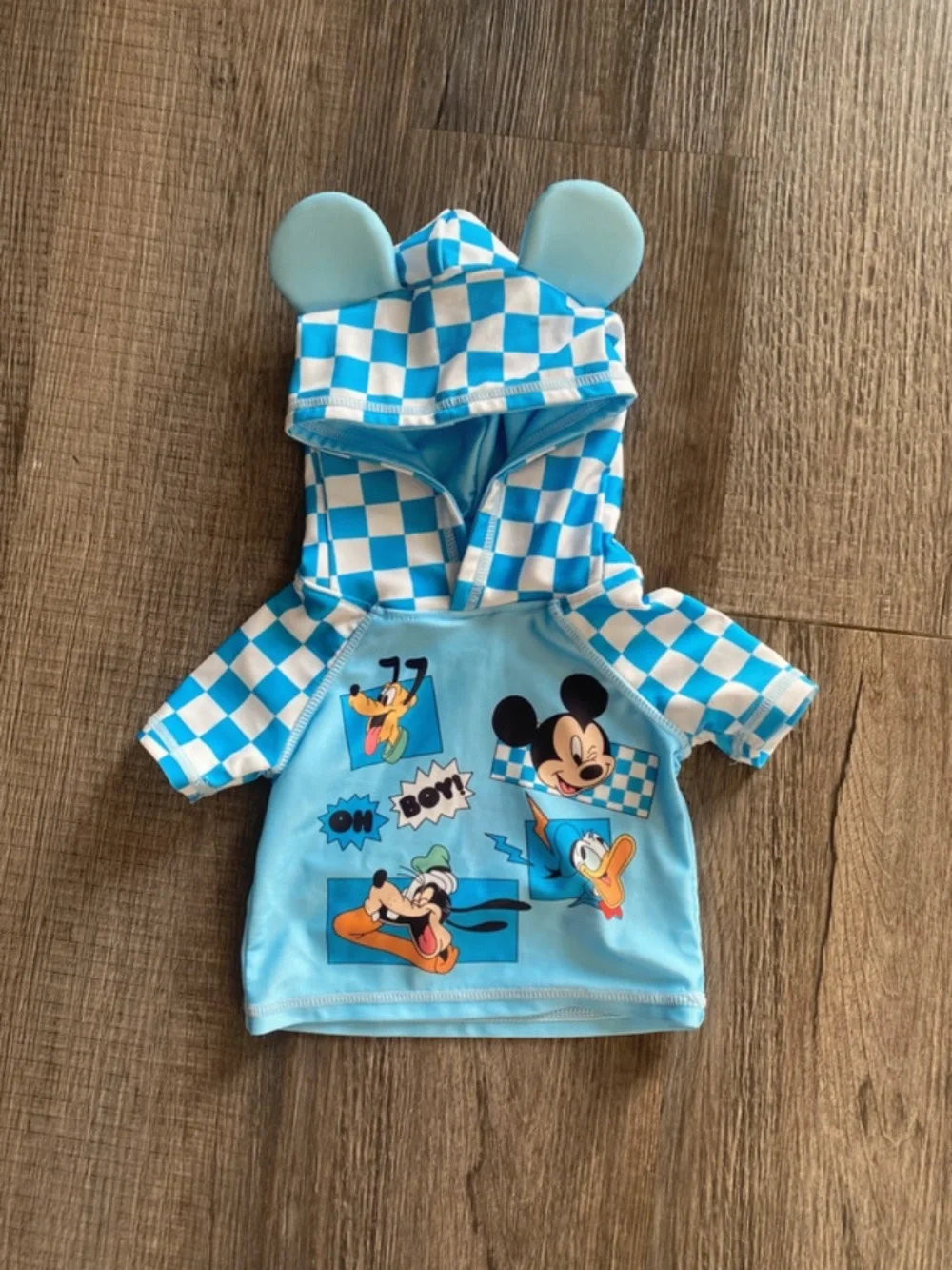 Disney Baby Blue Mickey & Friends Checker Hoodie swimsuit